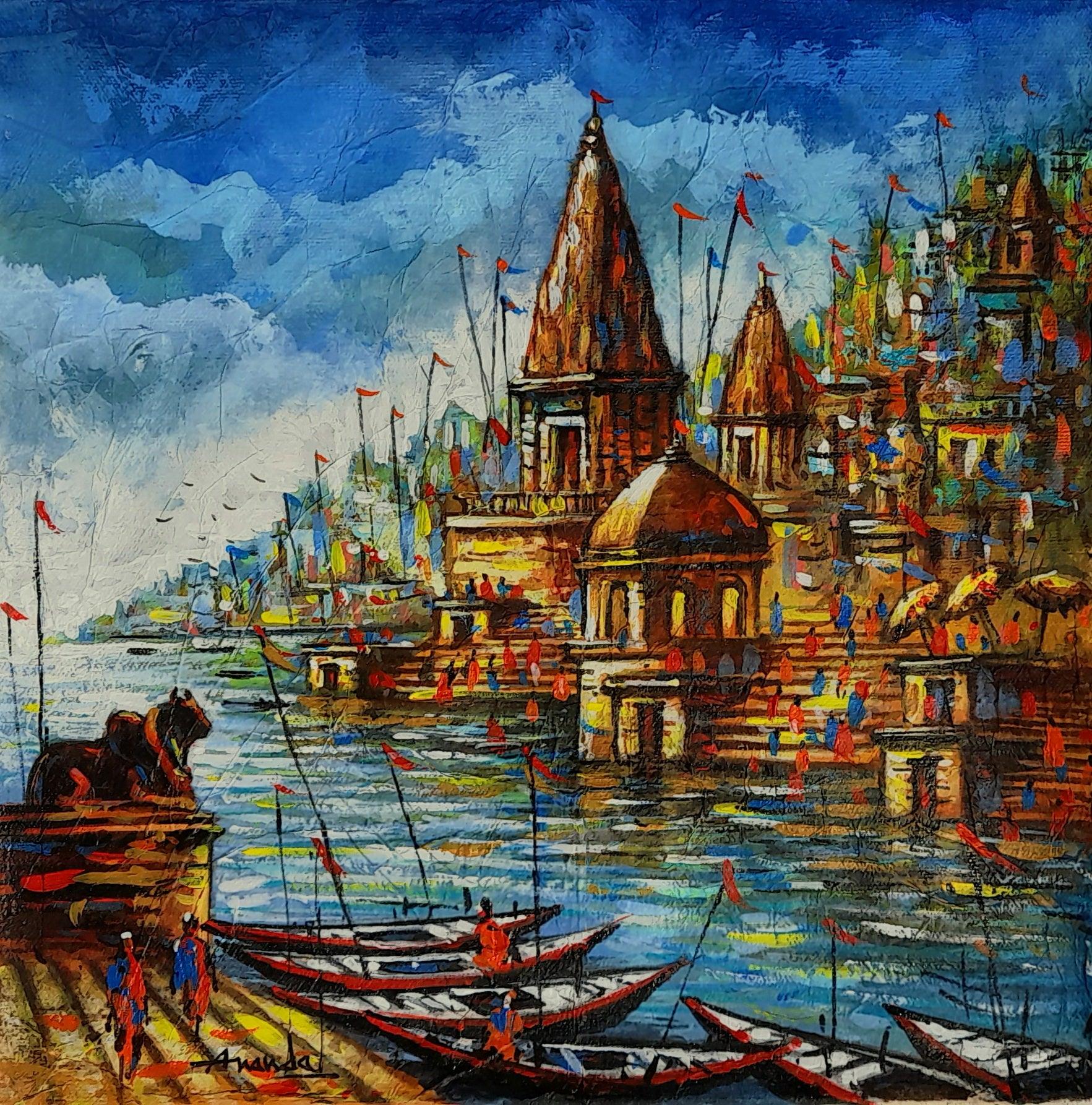 "Prismatic Banks of Varanasi" - ArtRekha