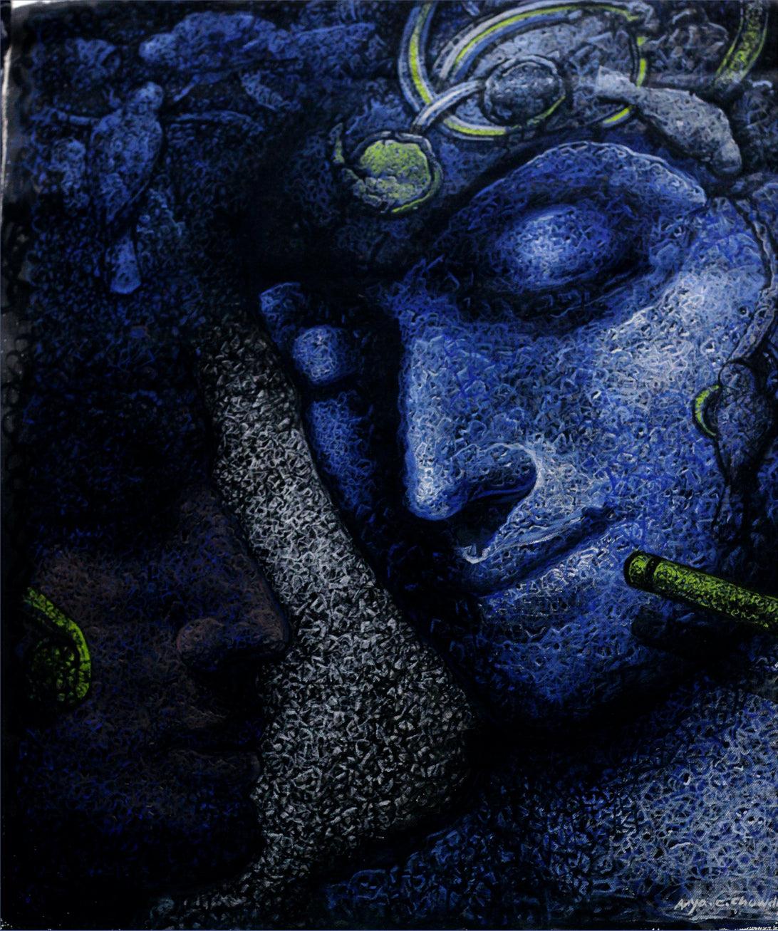 "The Blue Flute Player 2" - ArtRekha